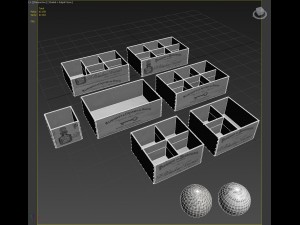 7 white decor boxes shabby chic 3Dモデル