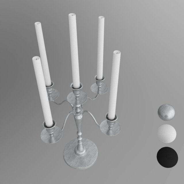 candlestick metal 4-arm 3D 模型 .c4d .max .obj .3ds .fbx .stl .blend 