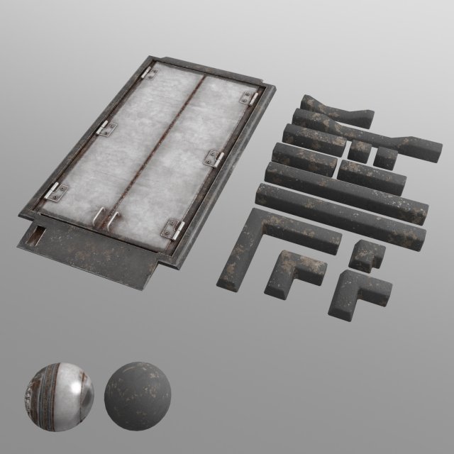 floor door hatch and trim pieces 3D Модель .c4d .max .obj .3ds .fbx .stl .blend 