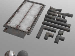 floor door hatch and trim pieces 3D Model