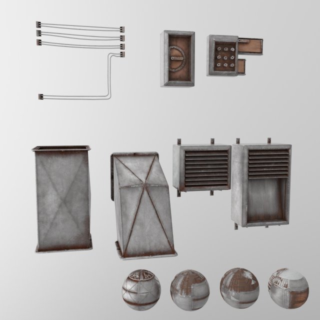 ventilation and electrical connections collection 3D Model .c4d .max .obj .3ds .fbx .stl .blend 