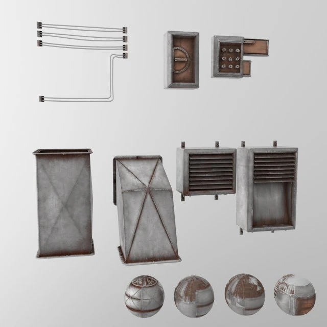 ventilation and electrical connections collection 3D Model .c4d .max .obj .3ds .fbx .stl .blend 