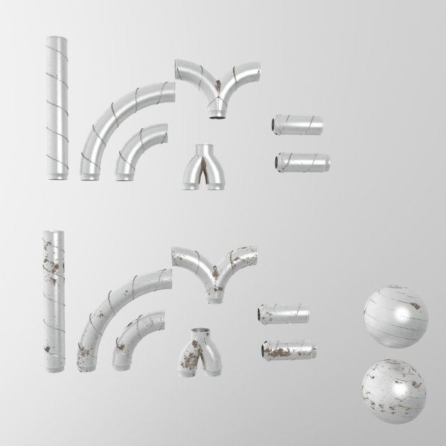 alu pipes collection Model 3D .c4d .max .obj .3ds .fbx .stl .blend 