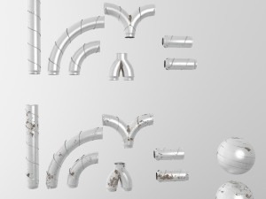 alu pipes collection 3D Model