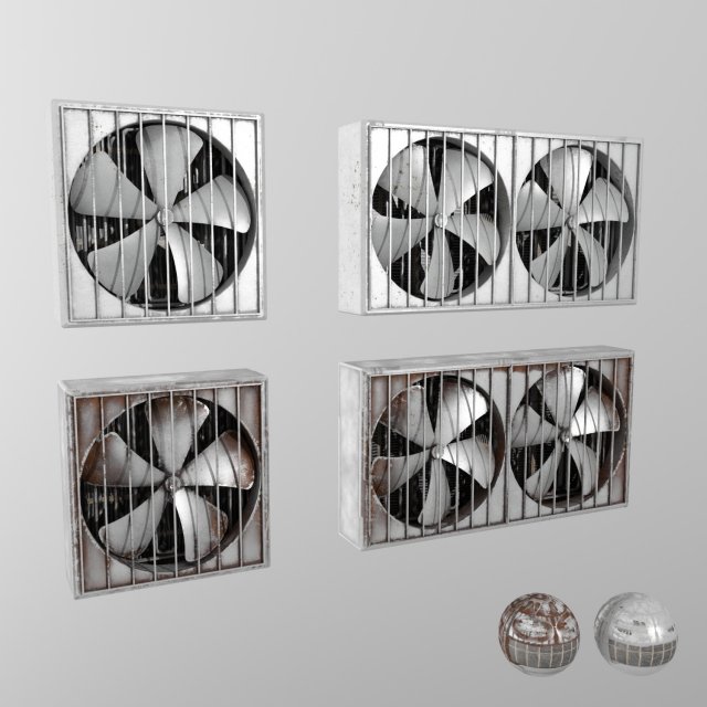 industrial wall fans 3D 模型 .c4d .max .obj .3ds .fbx .stl .blend 
