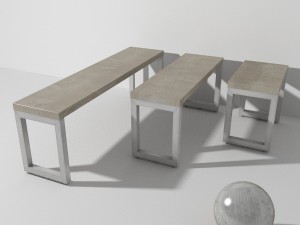 wooden forge bench collection 3D Model