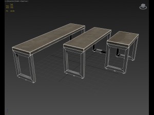 wooden forge bench collection Model 3D