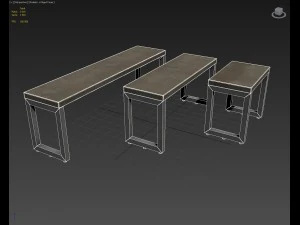 wooden forge bench collection 3D Model
