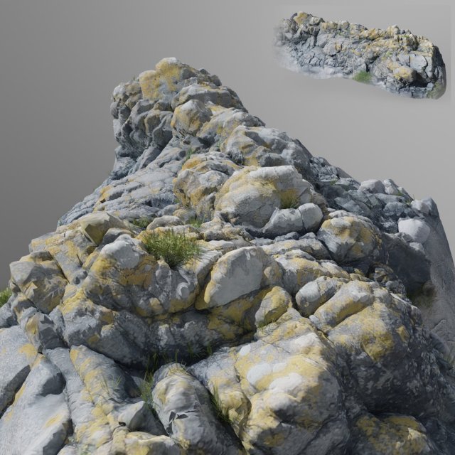 3d scanned stone cliff 001 3D 模型 .c4d .max .obj .3ds .fbx .stl .blend 