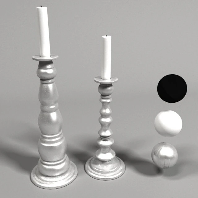 rustic metal candlesticks 3D Model .c4d .max .obj .3ds .fbx .stl .blend