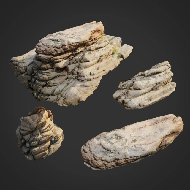 3d scanned nature stone 009 3D Model .c4d .max .obj .3ds .fbx .stl .blend