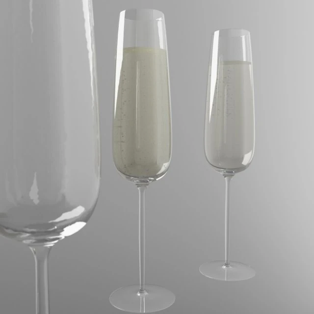 champagne glas 3D Model .c4d .max .obj .3ds .fbx .stl .blend 