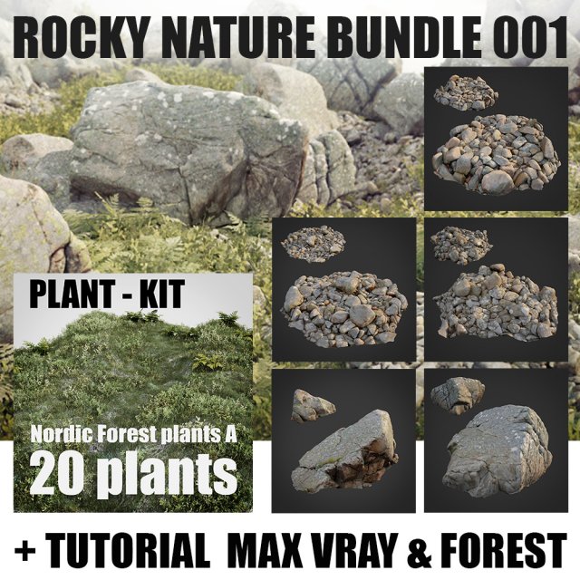 rocky nature bundle 001 Model 3D .c4d .max .obj .3ds .fbx .stl .blend 