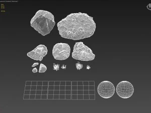 mossy stones bundle 001 3D Model