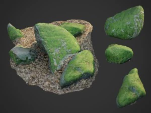 mossy stones bundle 001 3D Model