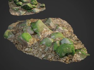 mossy stones bundle 001 3D Model