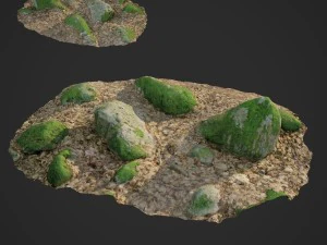 mossy stones bundle 001 3D Model