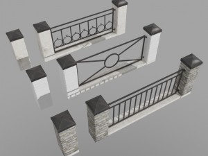 wall and fence pack a collection Model 3D