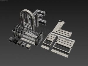 wall and fence pack a collection Model 3D