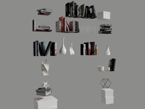 shelf and books decor collection Model 3D