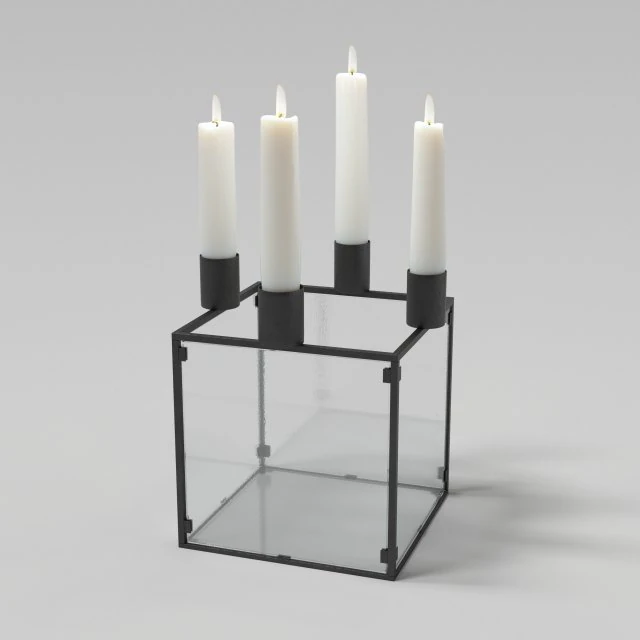 candlestick with candles 3D Model .c4d .max .obj .3ds .fbx .stl .blend