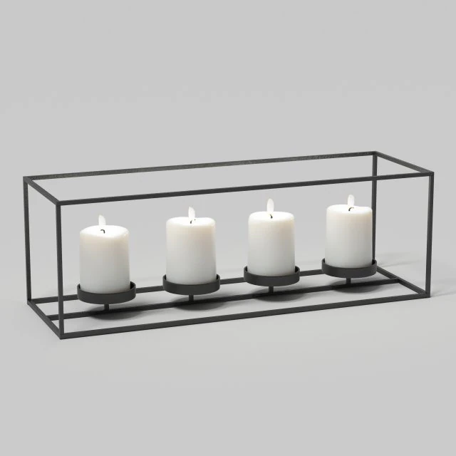 candlestick with candles 02 3D Model .c4d .max .obj .3ds .fbx .stl .blend