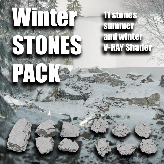 winter rocks a pack 3D Model .c4d .max .obj .3ds .fbx .stl .blend 
