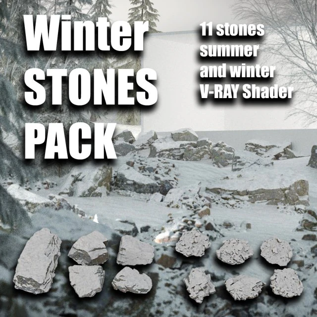 winter rocks a pack 3D Model .c4d .max .obj .3ds .fbx .stl .blend