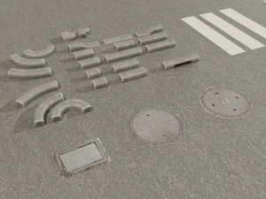 road asset pack collection 3D Model
