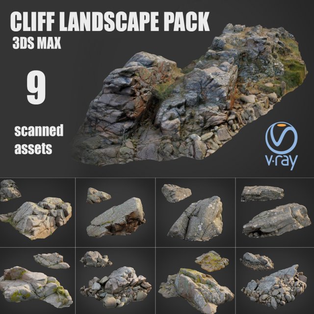 cliff landscape pack bundle 3D-Modell .c4d .max .obj .3ds .fbx .stl .blend 