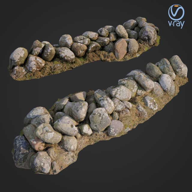 3d scanned nature stone wall b Model 3D .c4d .max .obj .3ds .fbx .stl .blend 
