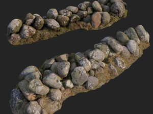 3d scanned nature stone wall b 3D Model