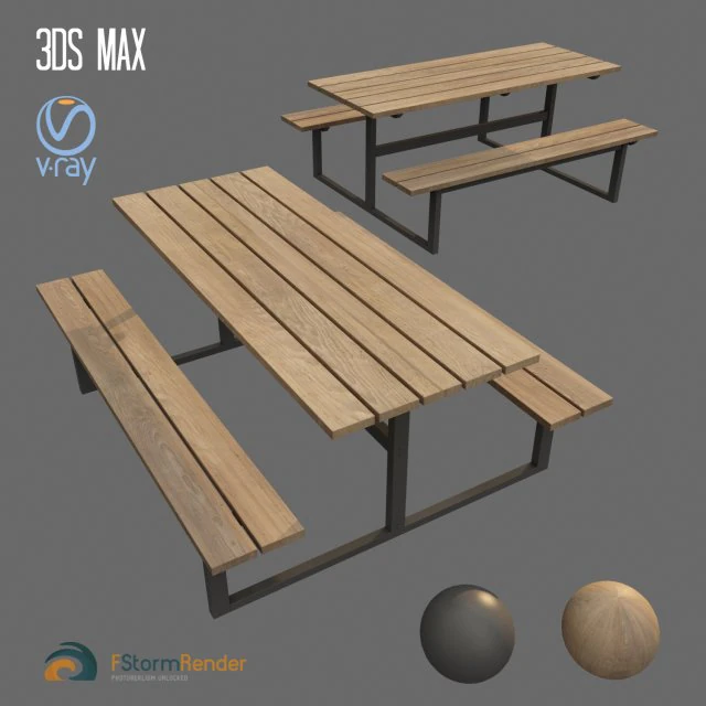 outdoor bench 3D Model .c4d .max .obj .3ds .fbx .stl .blend