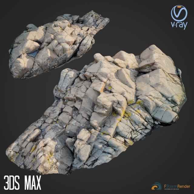 3d scanned rock cliff f 3D-Modell .c4d .max .obj .3ds .fbx .stl .blend 