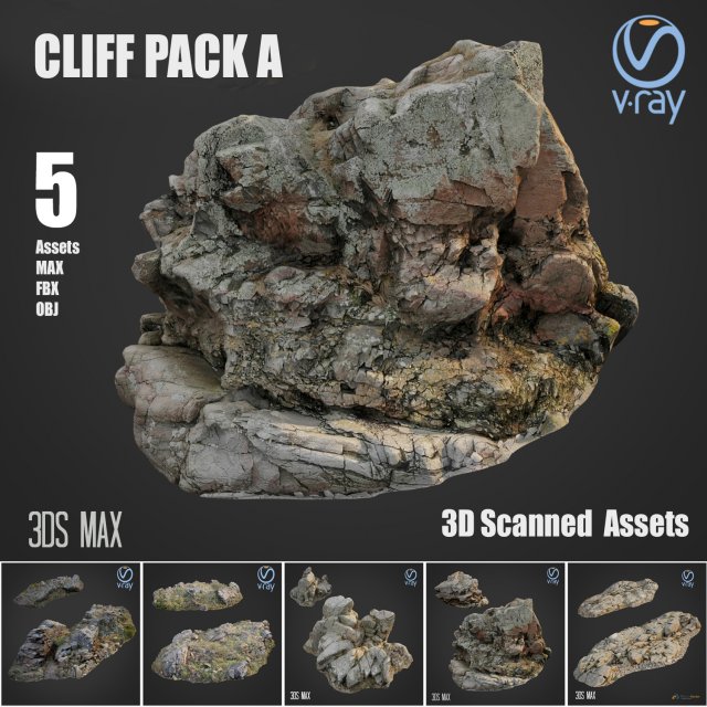 cliff pack a bundle Modello 3D .c4d .max .obj .3ds .fbx .stl .blend 