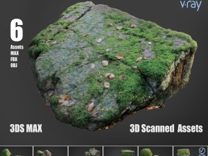 mossy stones bundle b Modelo 3D