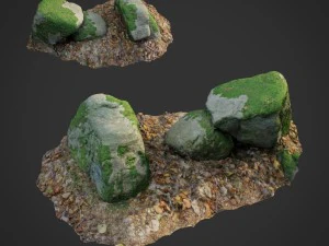 mossy stones bundle b 3D Model