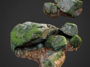 mossy stones bundle b 3D Model