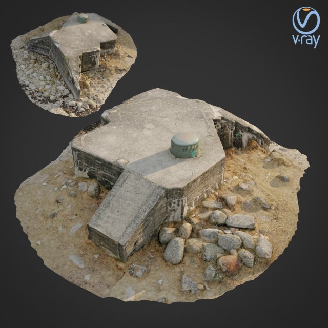 3d scanned bunker a Modèle 3D .c4d .max .obj .3ds .fbx .stl .blend 