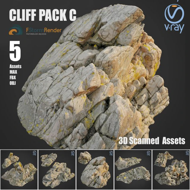 cliff pack c bundle 3D Model .c4d .max .obj .3ds .fbx .stl .blend 