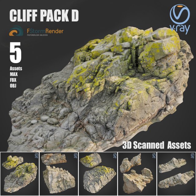 cliff pack d bundle 3D Модель .c4d .max .obj .3ds .fbx .stl .blend 