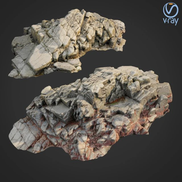 3d scanned rock cliff b2 3D Model .c4d .max .obj .3ds .fbx .stl .blend