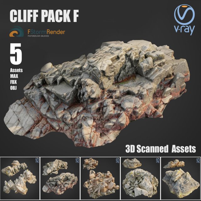cliff pack f bundle 3D 模型 .c4d .max .obj .3ds .fbx .stl .blend 