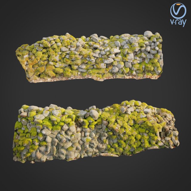 3d scanned nature stone wall c Model 3D .c4d .max .obj .3ds .fbx .stl .blend 