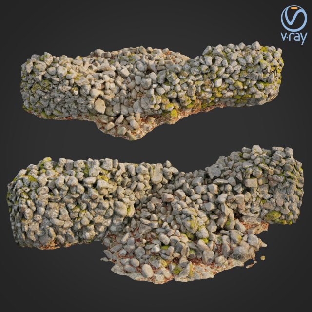 3d scanned nature stone wall e Modèle 3D .c4d .max .obj .3ds .fbx .stl .blend 