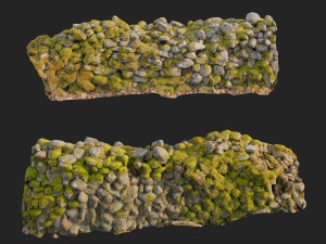 stone wall bundle b 3D Model