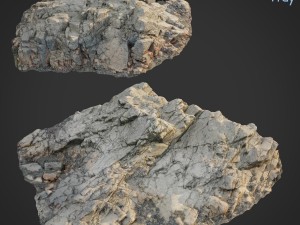3d scanned rock cliff h2 3D Model