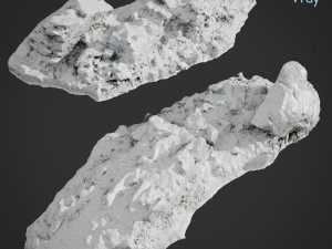 3d scanned rock cliff a snow 3D Model