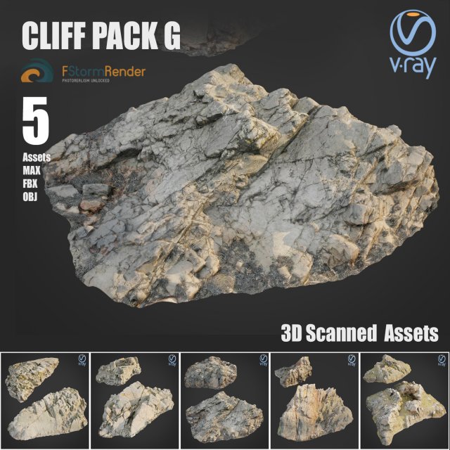 cliff pack g bundle 3D 모델 .c4d .max .obj .3ds .fbx .stl .blend 