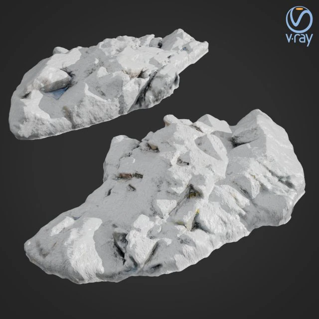 3d scanned rock cliff f snow 3D Model .c4d .max .obj .3ds .fbx .stl .blend 